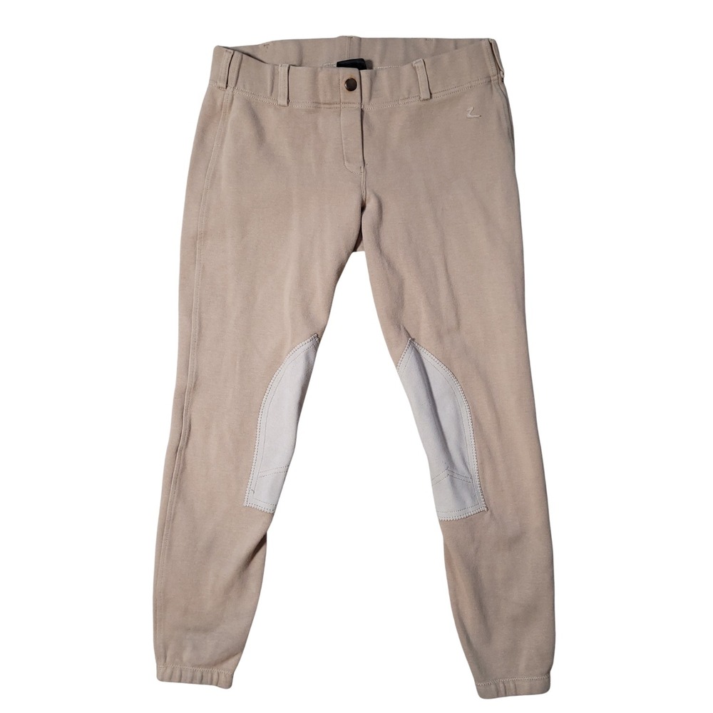 Horze‎ Equestrian Pants Womens 30" Waist Tan Z-Logo Knee Patch Breeches Tapered